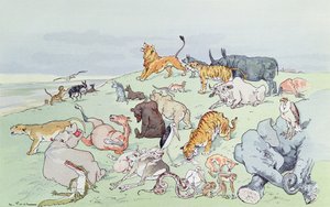 حيوانات مريضة بالطاعون ، من "Fables de La Fontaine" ، 1897 بواسطة أ. فيمار